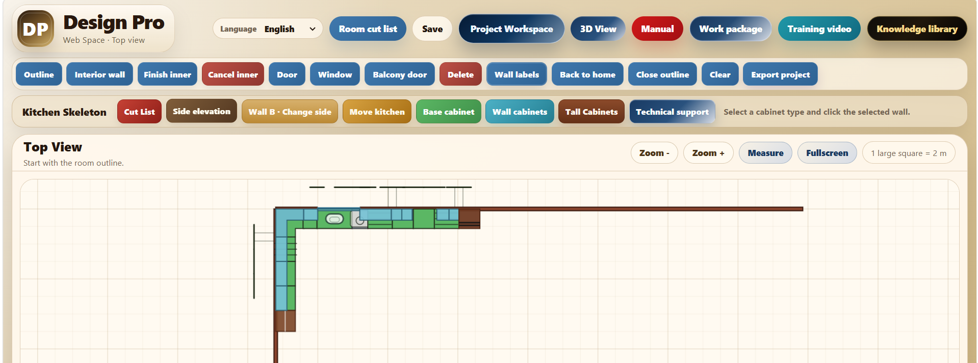 DesignPro: a real kitchen planner with 2D, 3D and technical tools